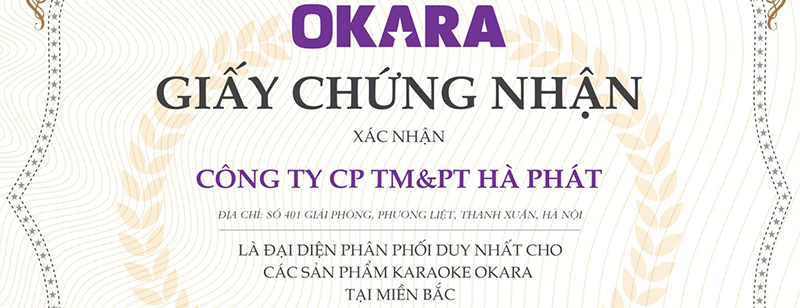 Thông báo về việc Hà Phát Audio trở thành đại diện OKARA miền bắc